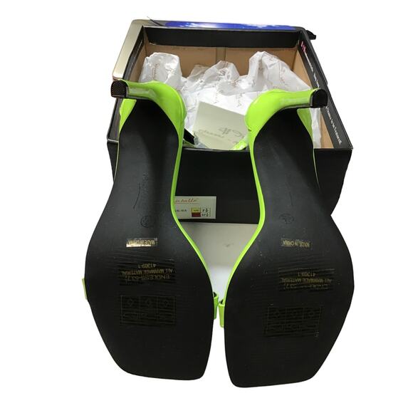 ANNE MICHELLE 8.5 neon green endless-53 strappy ankle tie stiletto heels NIB R2 - Picture 7 of 8